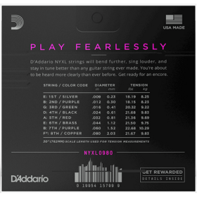 D'Addario 09/80 NYXL 8 corde Nickel Plated Steel