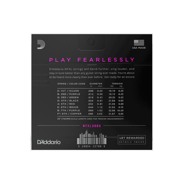 D'Addario 09/80 NYXL 8 corde Nickel Plated Steel