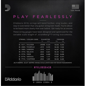 D'Addario 9.5/64 NYXL 7 corde Nickel Plated Steel strandberg