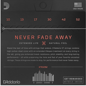 D'Addario 10/52 XT Nickel Plated Steel coated