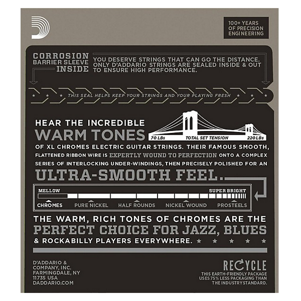 D'Addario 10/48 XL Chromes flat wound third