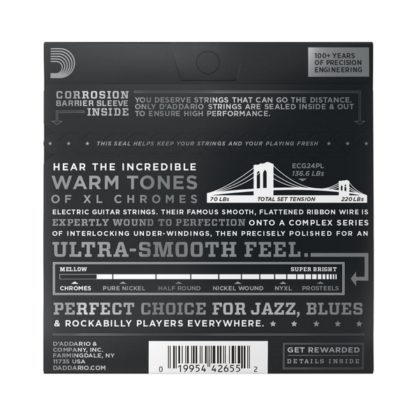 D'Addario 11/50 XL Chromes flat wound plain third