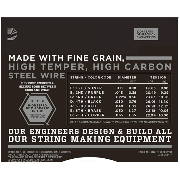 D'Addario 11/65 XL Chromes 7 corde flat wound