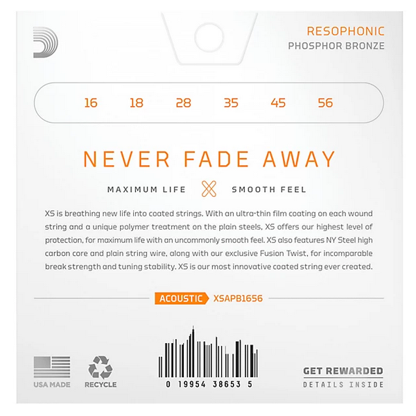 D'Addario 16/56 XS Phosphor Bronze coated resophonic