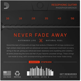D'Addario 16/56 XT Phosphor Bronze coated resophonic