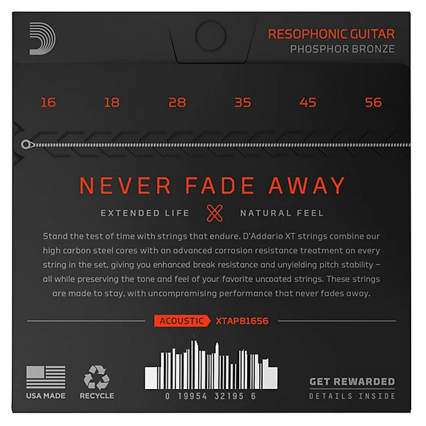 D'Addario 16/56 XT Phosphor Bronze coated resophonic