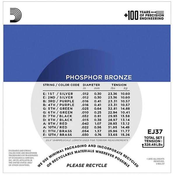 D'Addario 12/54 12 corde Phosphor Bronze