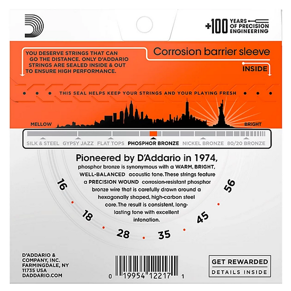 D'Addario 16/56 Phosphor Bronze resophonic