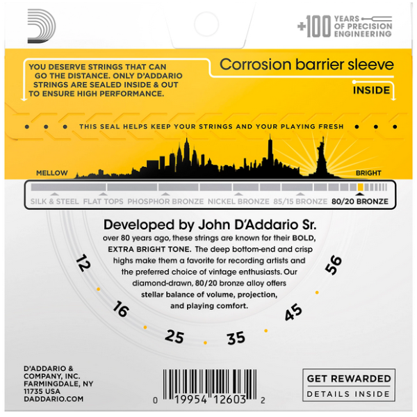 D'Addario 12/56 80/20 Bronze bluegrass
