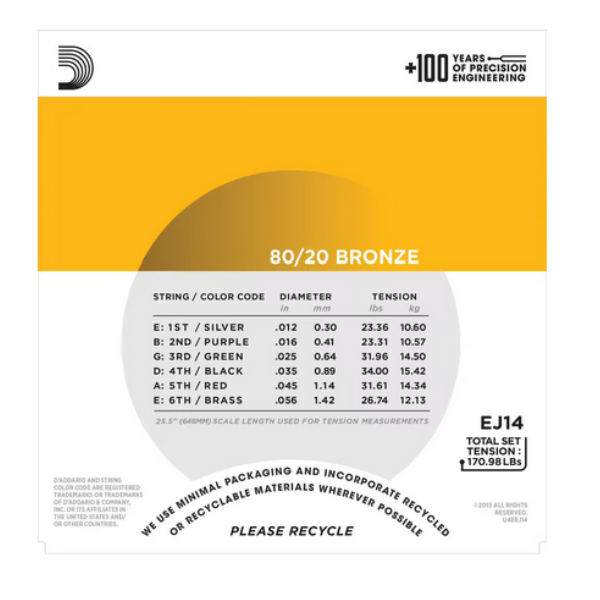 D'Addario 12/56 80/20 Bronze bluegrass