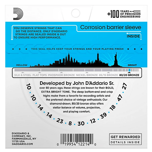 D'Addario 10/47 12 corde 80/20 Bronze