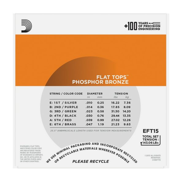 D'Addario 10/47 Flat Tops Phosphor Bronze