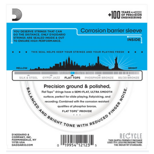 D'Addario 12/53 Flat Tops Phosphor Bronze