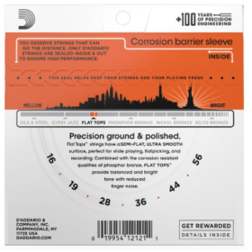 D'Addario 16/56 Flat Tops Phosphor Bronze resophonic