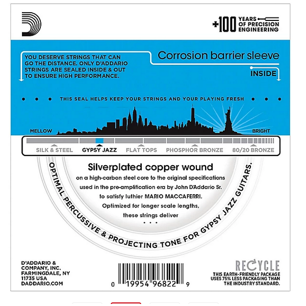 D'Addario 10/44 EJ84L Gypsy Jazz Loop End