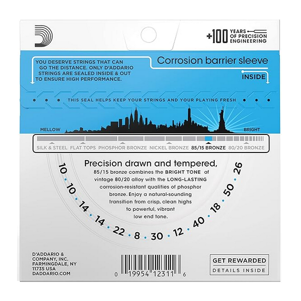 D'Addario 10/50 12 corde Bronze