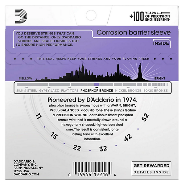 D'Addario 11/52 EJ26 Phosphor Bronze 3 sets