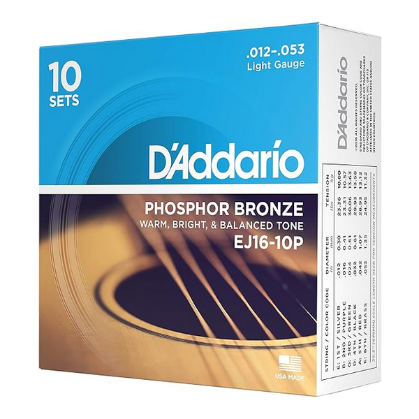 D'Addario 12/53 Phosphor Bronze 10 sets