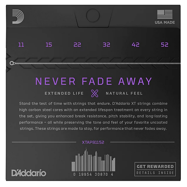 D'Addario 11/52 XT Phosphor Bronze coated 3 pack