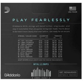 D'Addario 11/38 NYXL E9 Nickel Plated Pedal Steel