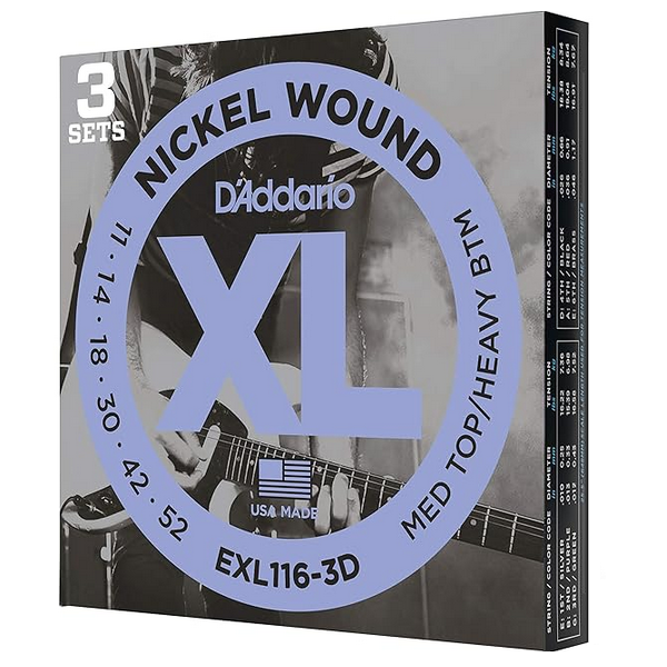 D'Addario 11/52 XL Nickel wound 3 sets