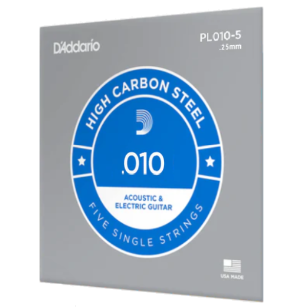 D'Addario 010 PL Plain Steel 5 pack